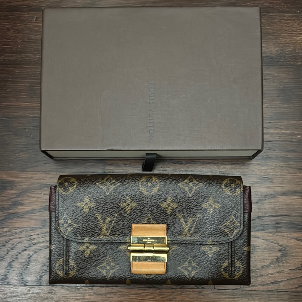 Louis Vuitton Brown Monogram Clutch with Gold Accent